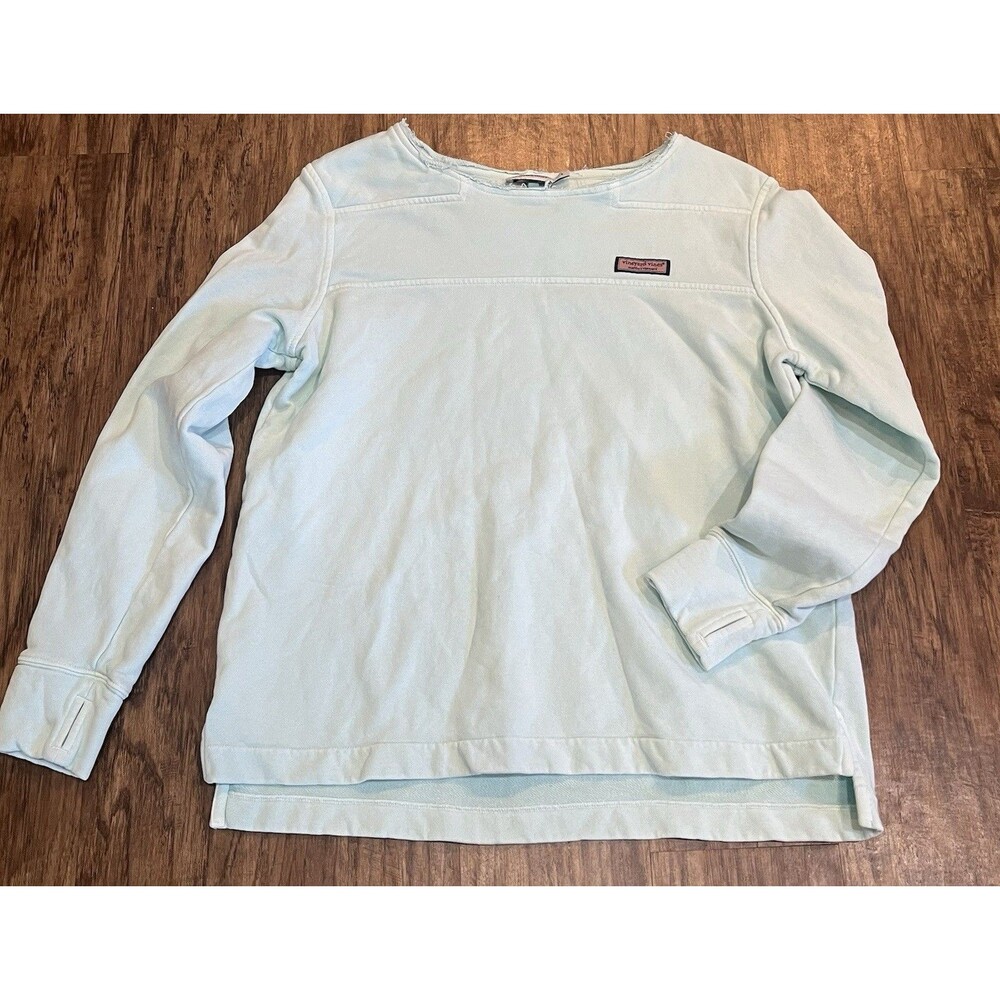Vineyard Vines Women’s Blue Long Sleeve Crew Neck Whale Logo Tee S Thumb Holes